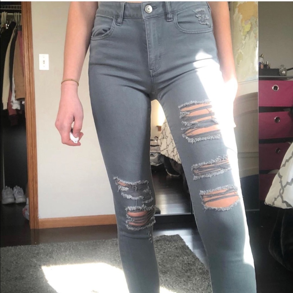 American Eagle grey ripped jeans